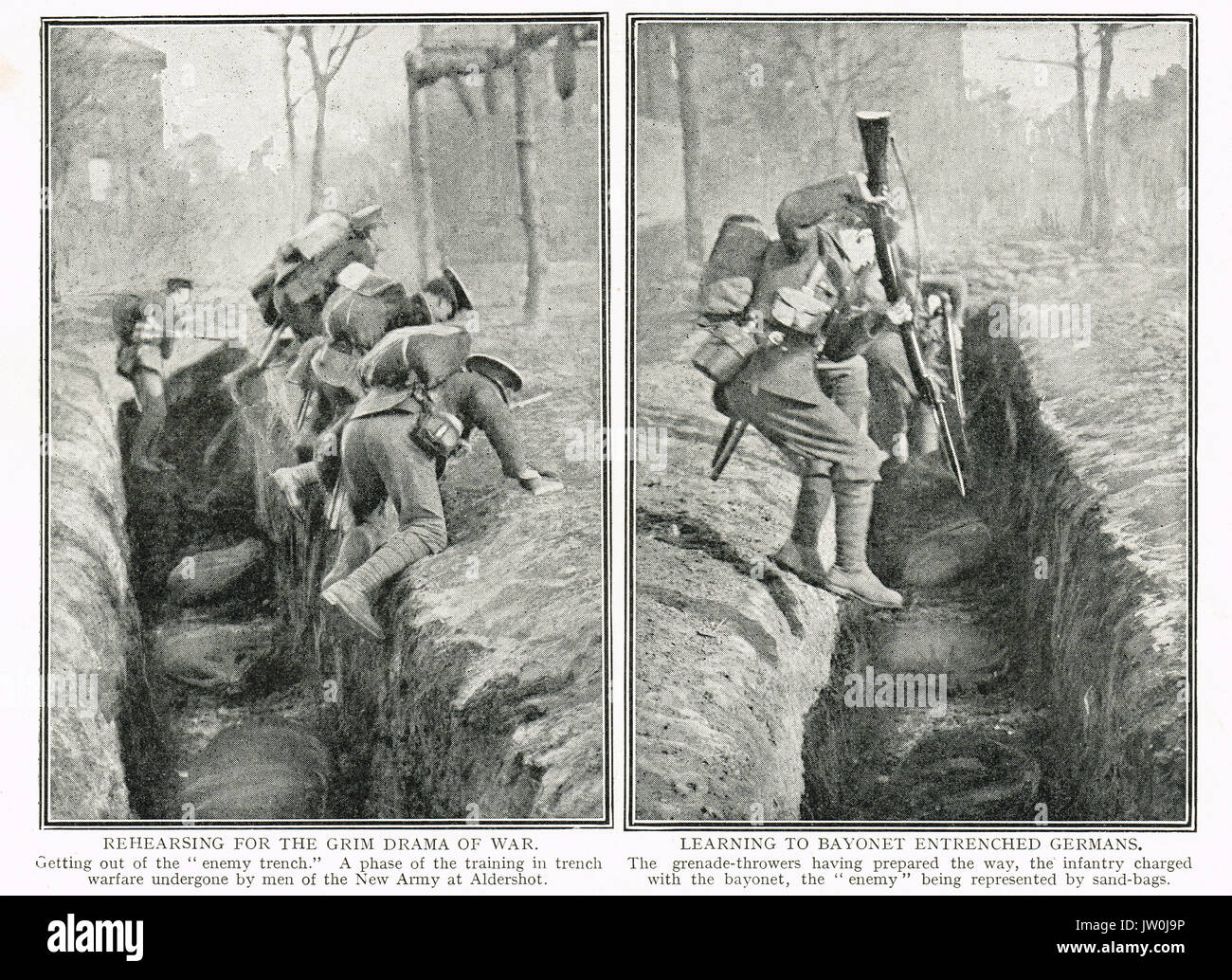 Learning trench warfare at Aldershot WW1 Stock Photo