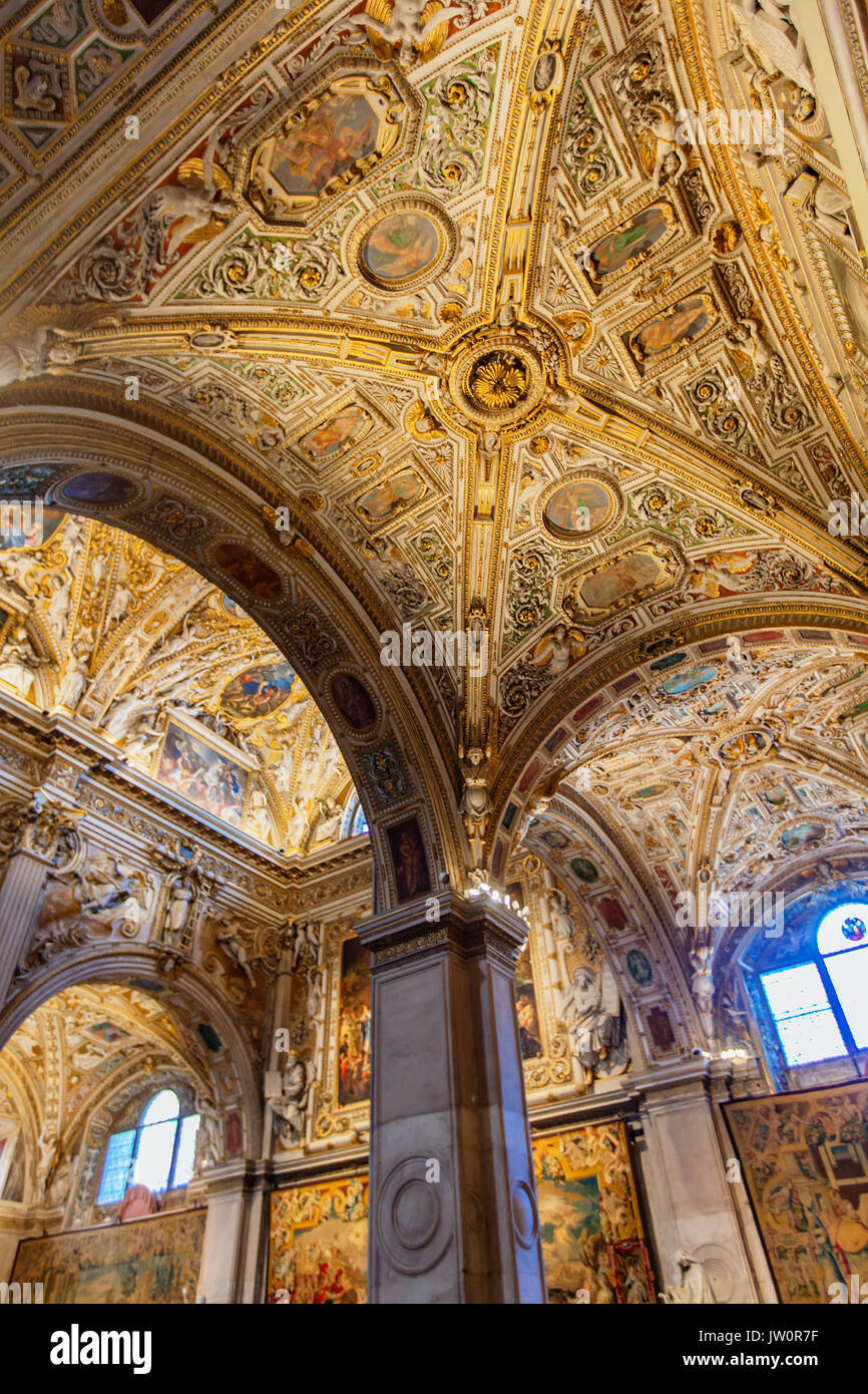 BERGAMO, ITALY - APRIL 28, 2017: Interior of Duomo di Bergamo in Italy. This cathedral is dedicated to Saint Alexander of Bergamo, patron saint of the Stock Photo