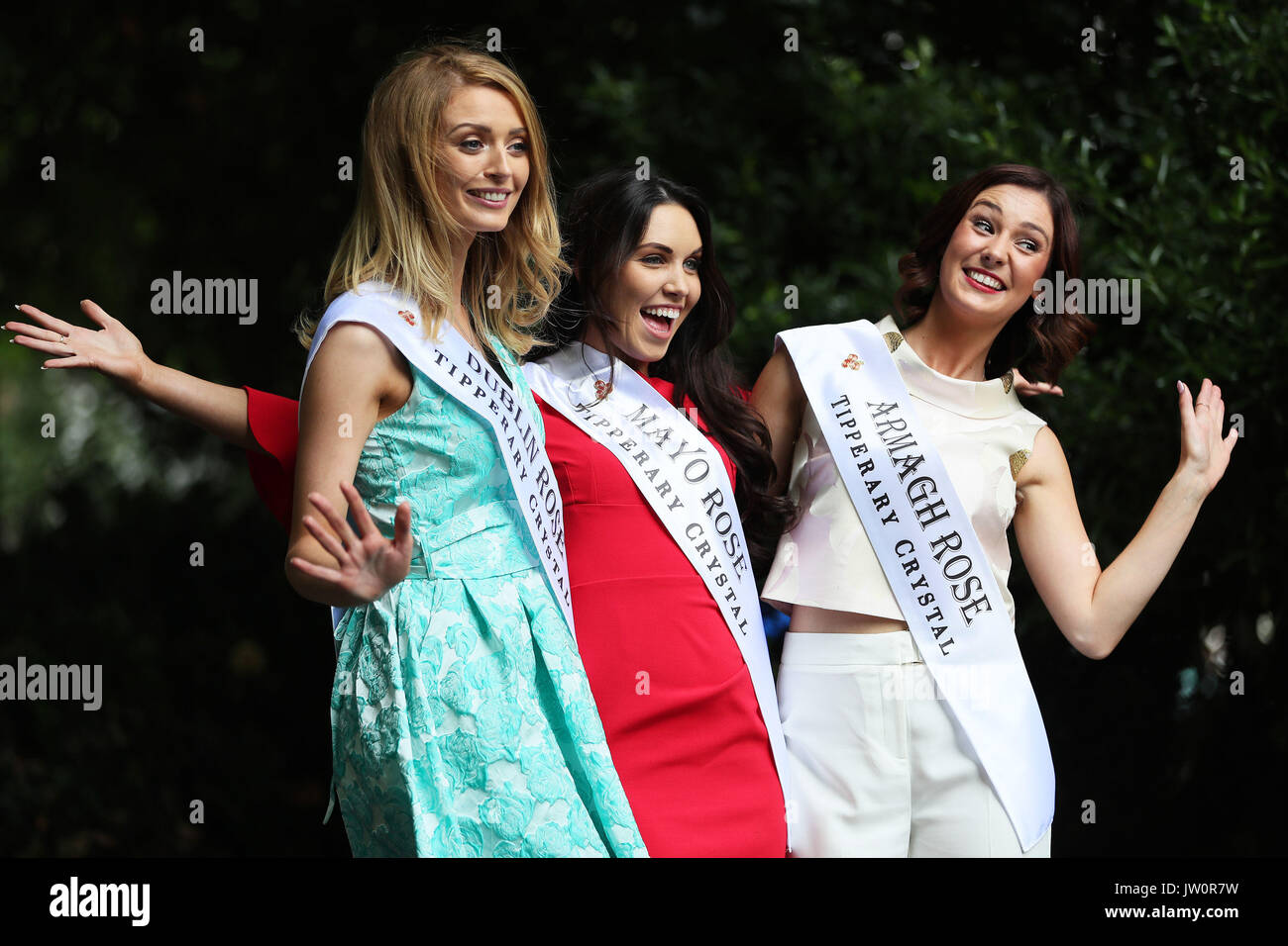 Dublin rose Maria Coughlan (left), Mayo rose Sandra Ganley (centre) and  Armagh rose Nicole McKeown who are preparing for their journey to Tralee,  for the Rose of Tralee International Festival, take part