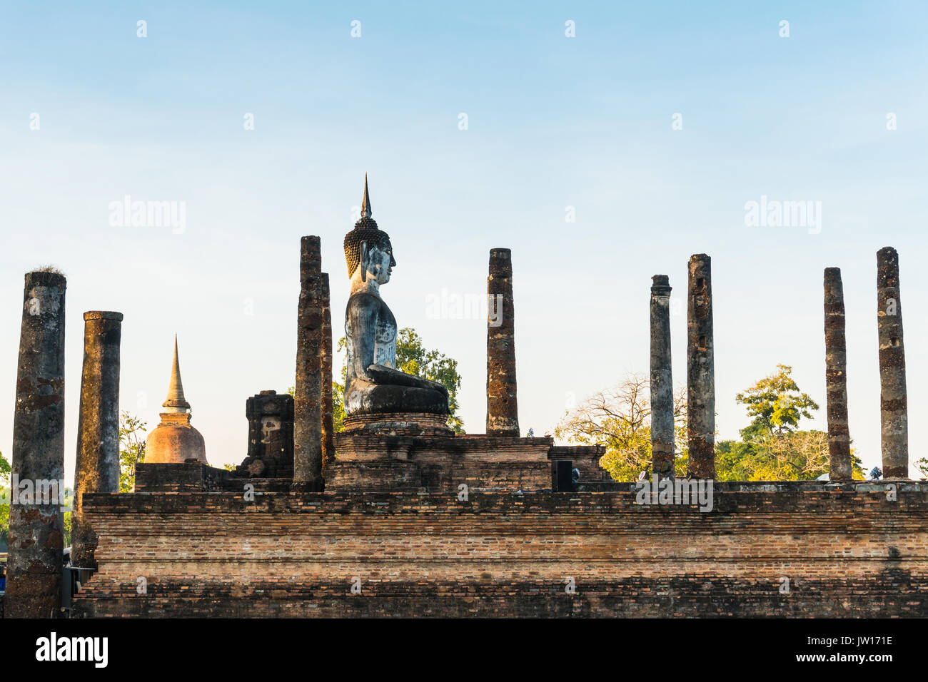 Buddha statue at wat mahathat temple in sukhothai historical park thailand Stock Photo