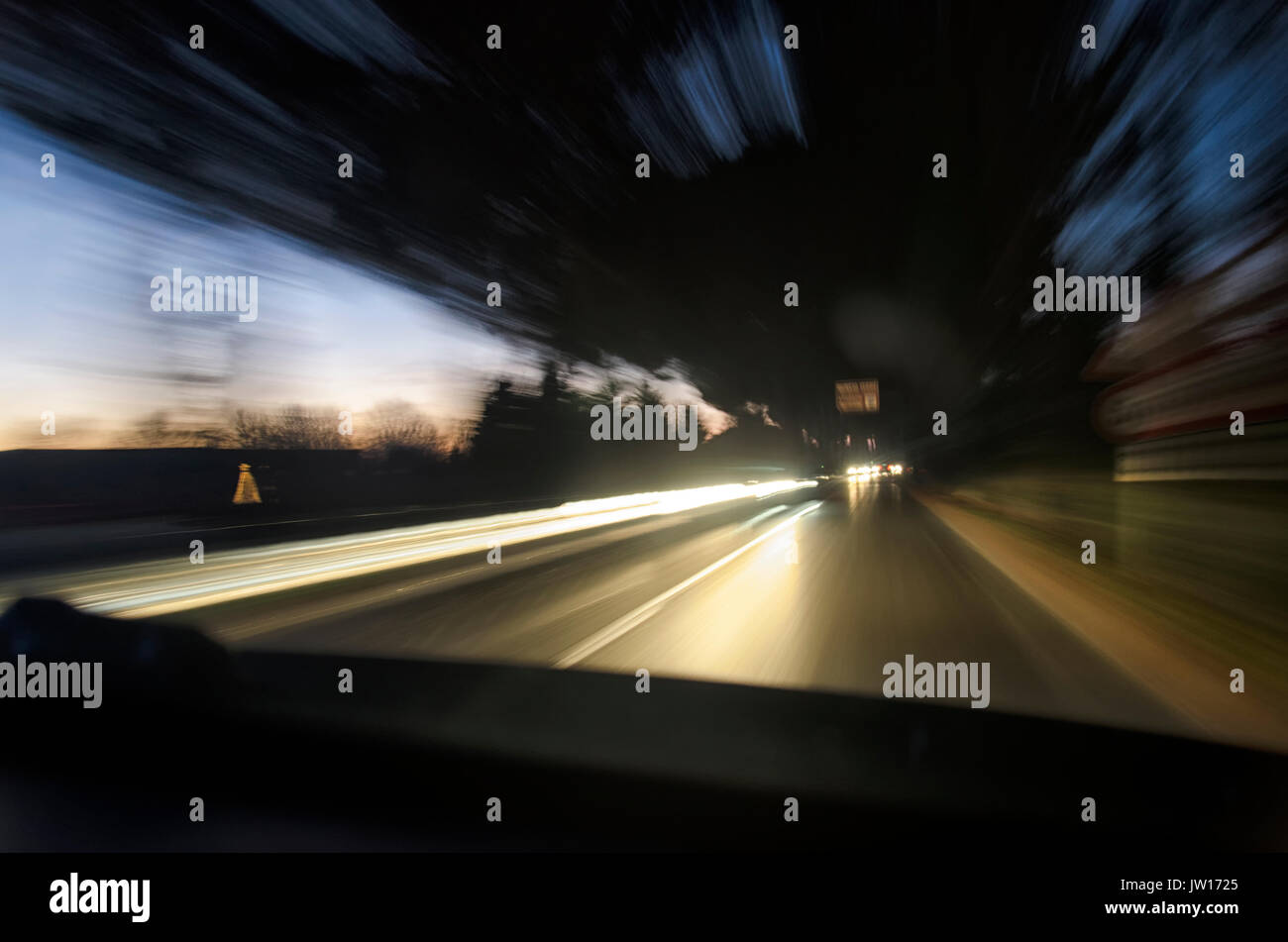 Trouble caused by the high beam headlights Stock Photo Alamy