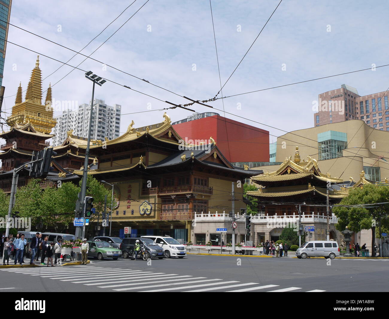 Buddhist 'Temple of Peace and Tranquility' on the West Nanjing Road in Shanghai was plastic manufacture during cultural revolution Stock Photo