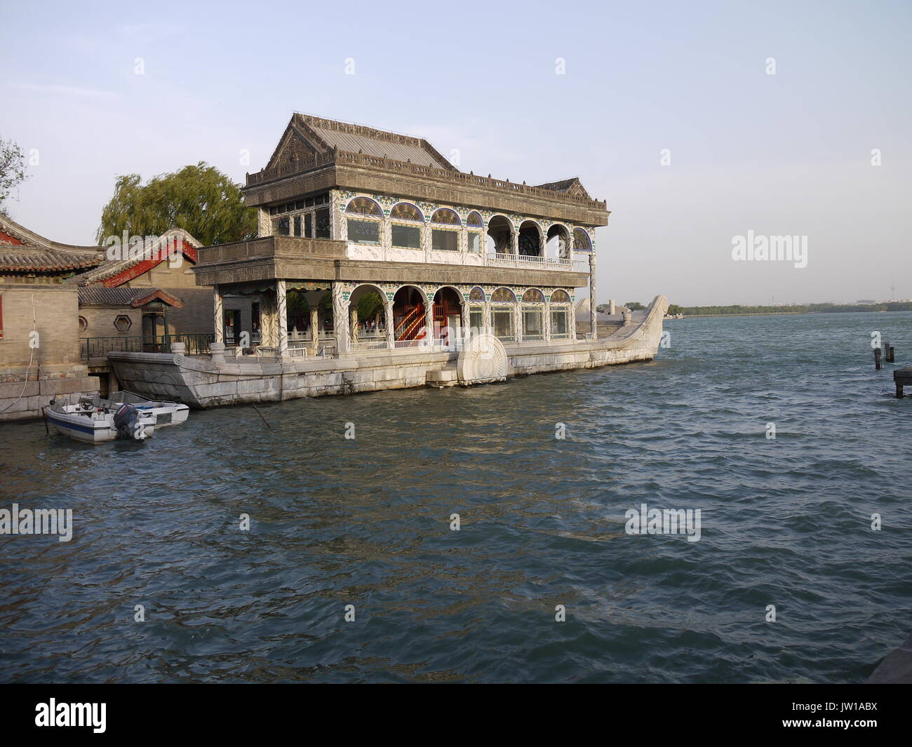Marble boat at summer emperor palace of Beijing, China Stock Photo