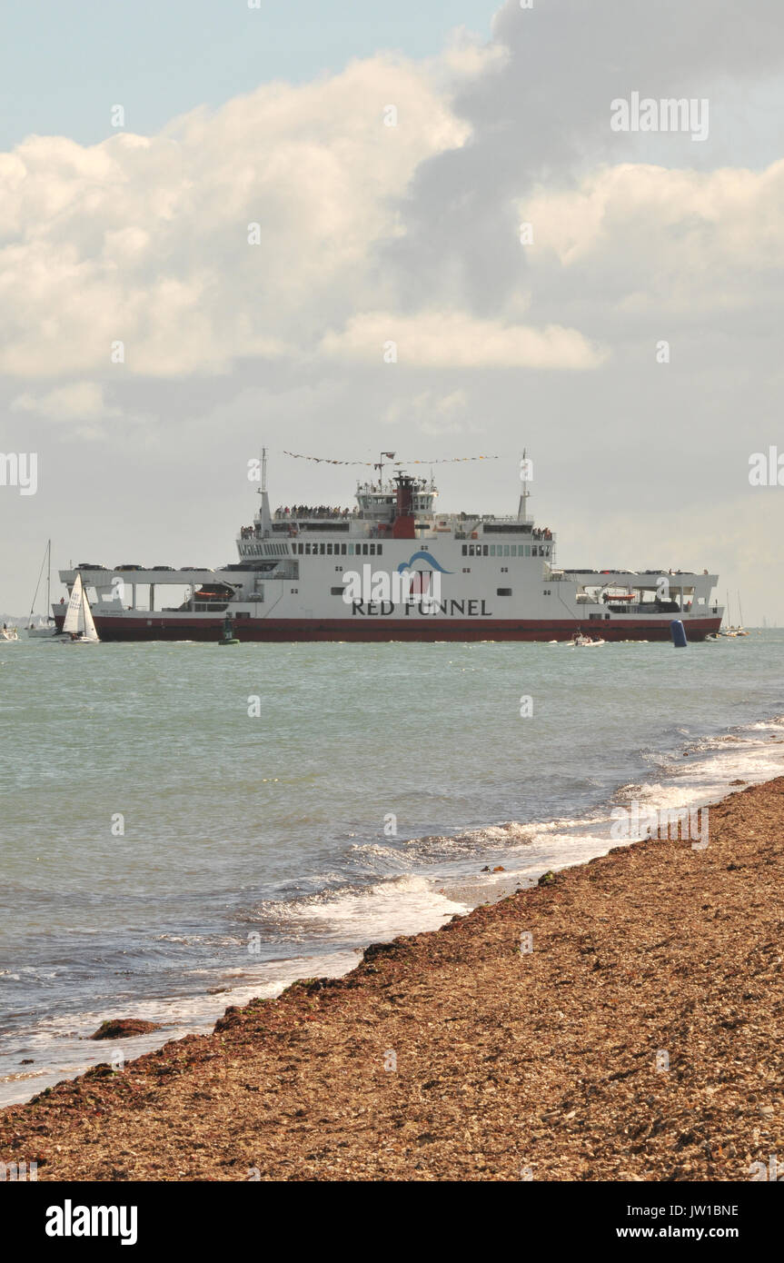 The Red Funnel Isle Of Wight Car Ferry Approaching West Cowes On