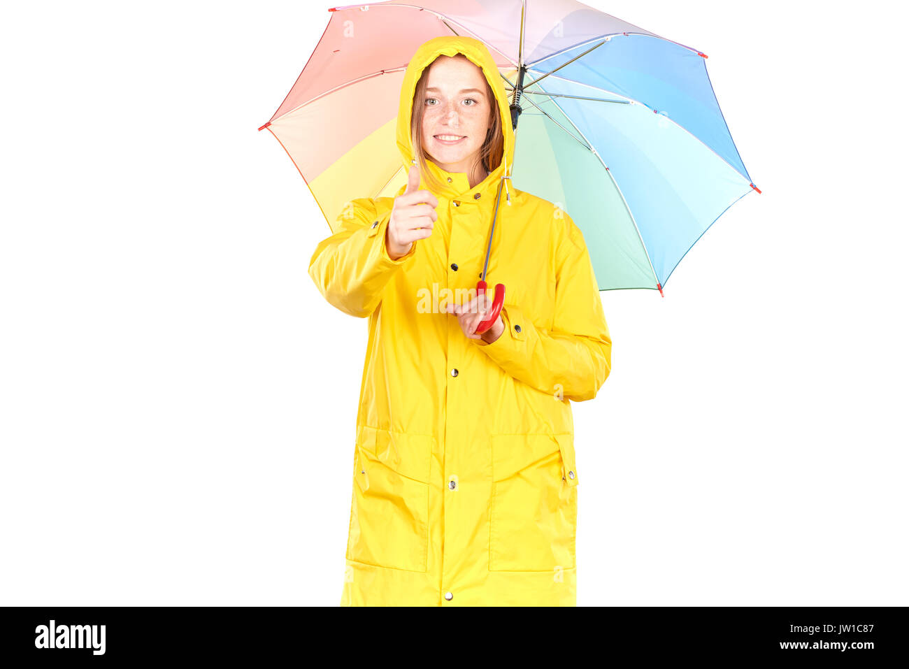 Girl in yellow raincoat Stock Photo Alamy