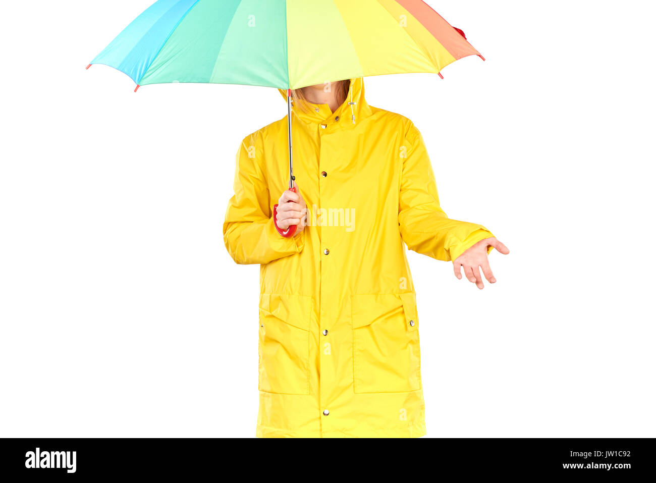 Girl in yellow raincoat Stock Photo Alamy