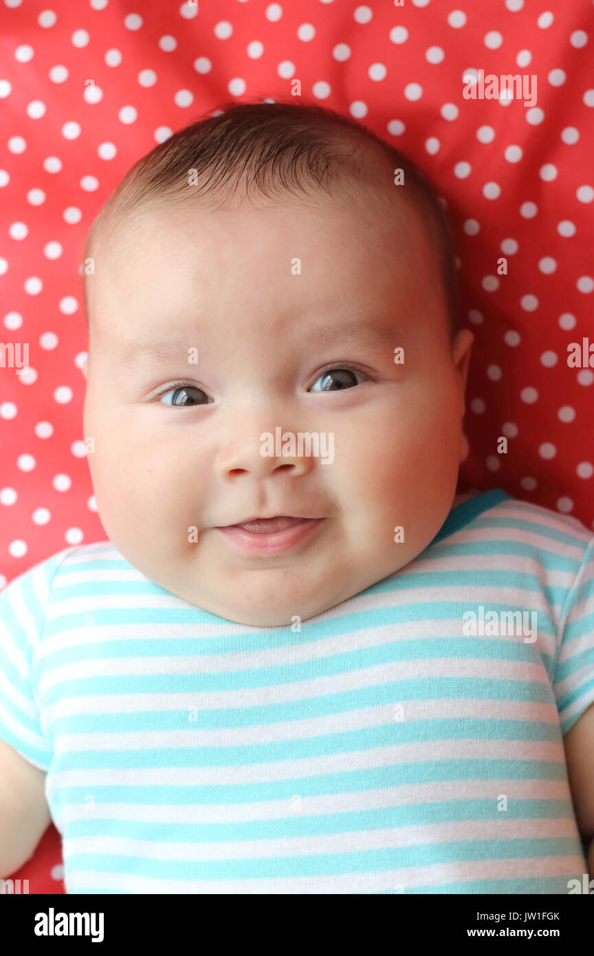 happy chubby baby smiling Stock Photo