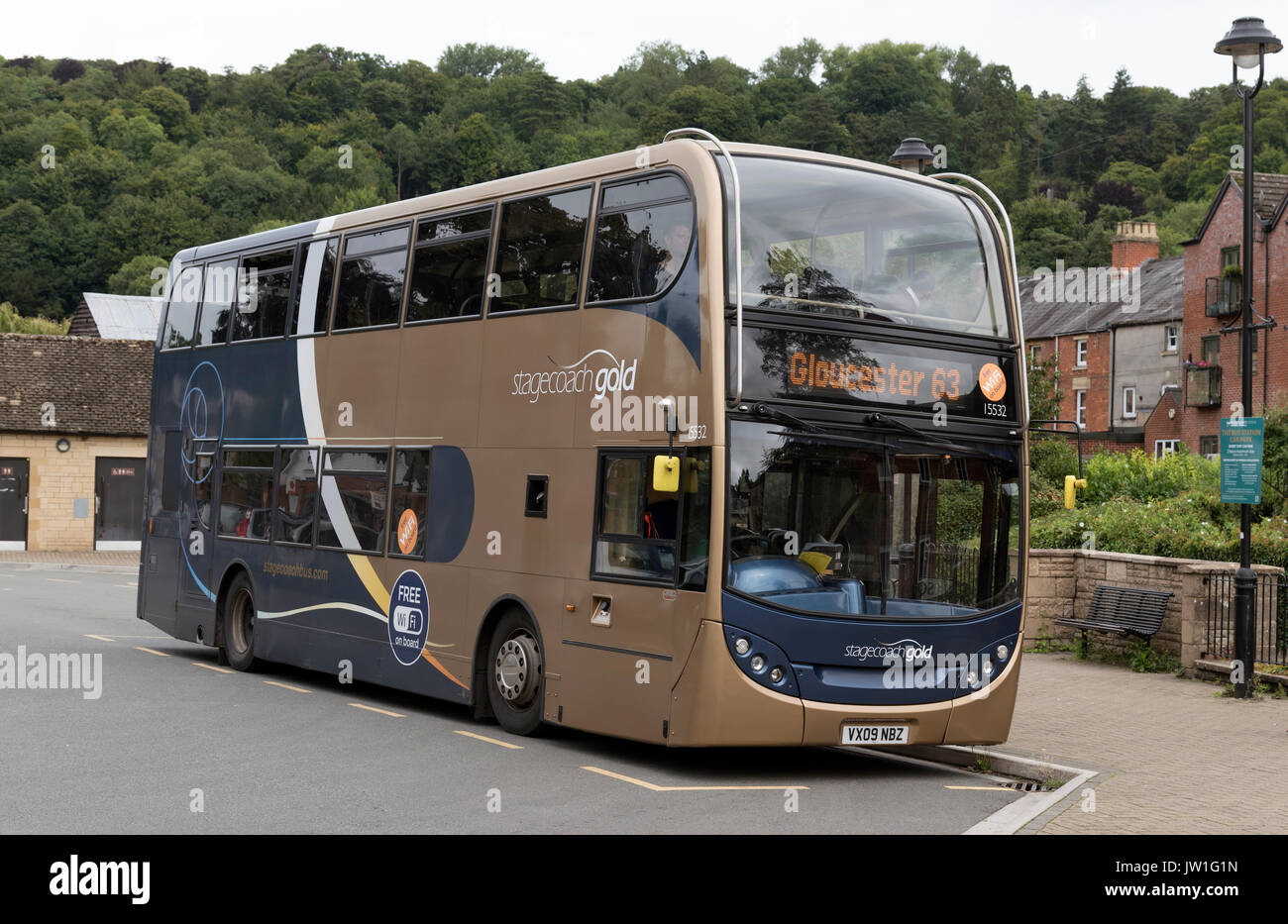 A Stagecoach bus at the bus station in Nailsworth, Gloucetsershire