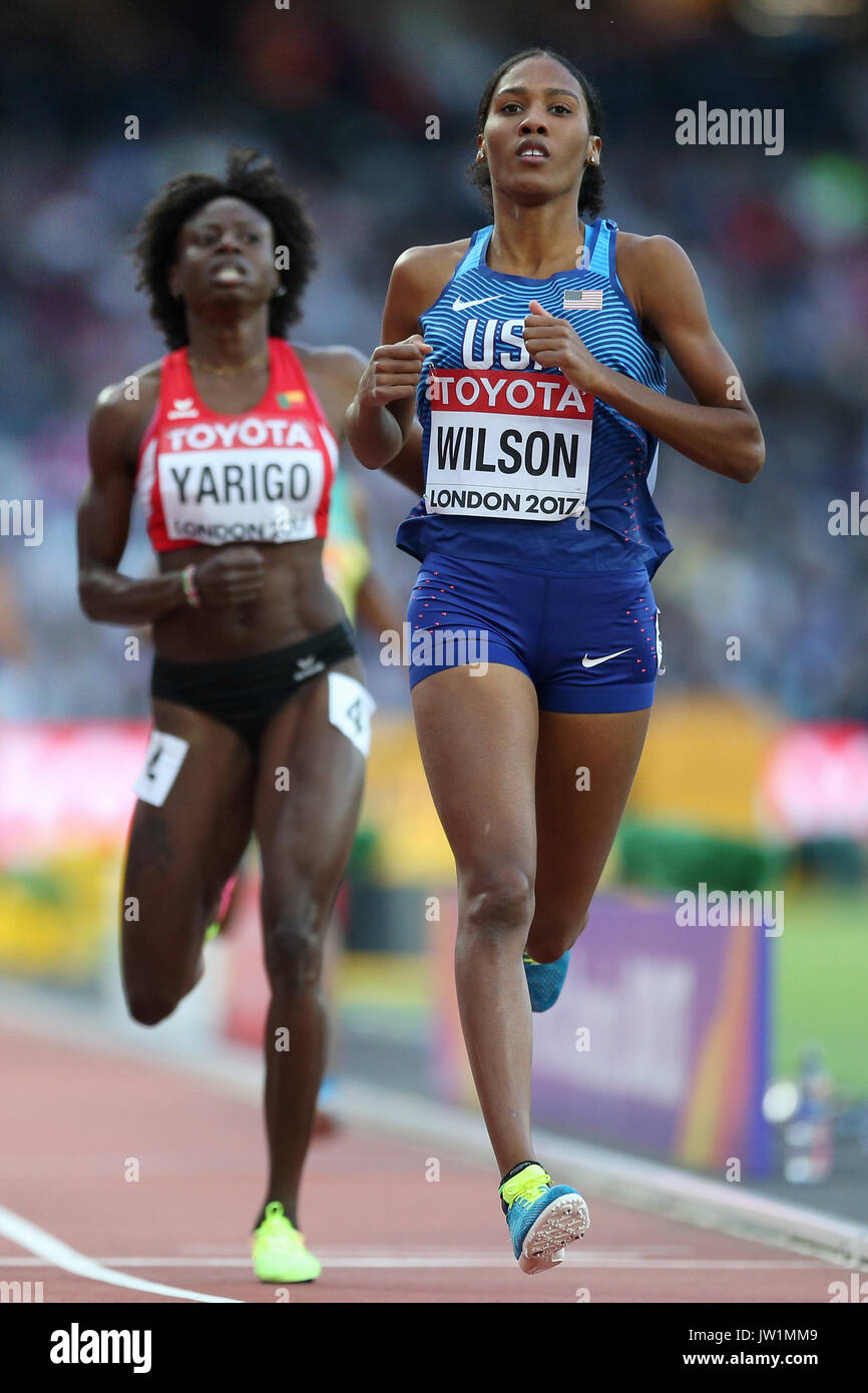 USA's Ajee Wilson (right) in the Women's 800m heat one during day seven ...