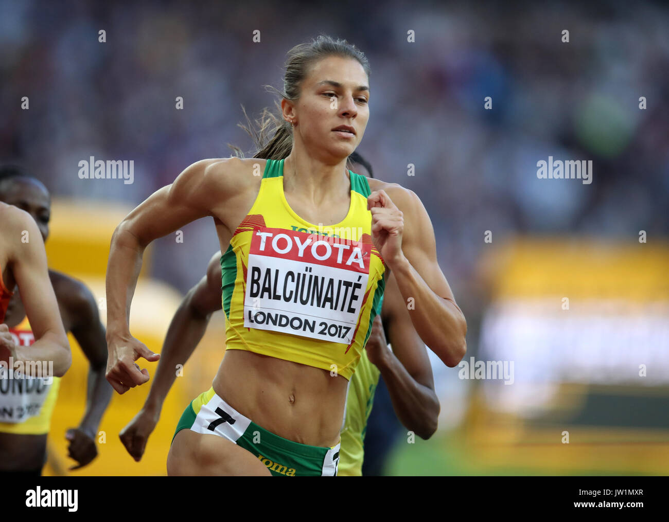 Lithuania's Egle Balciunaite in action during the Women's 800m heat one during day seven of the 2017 IAAF World Championships at the London Stadium. Stock Photo