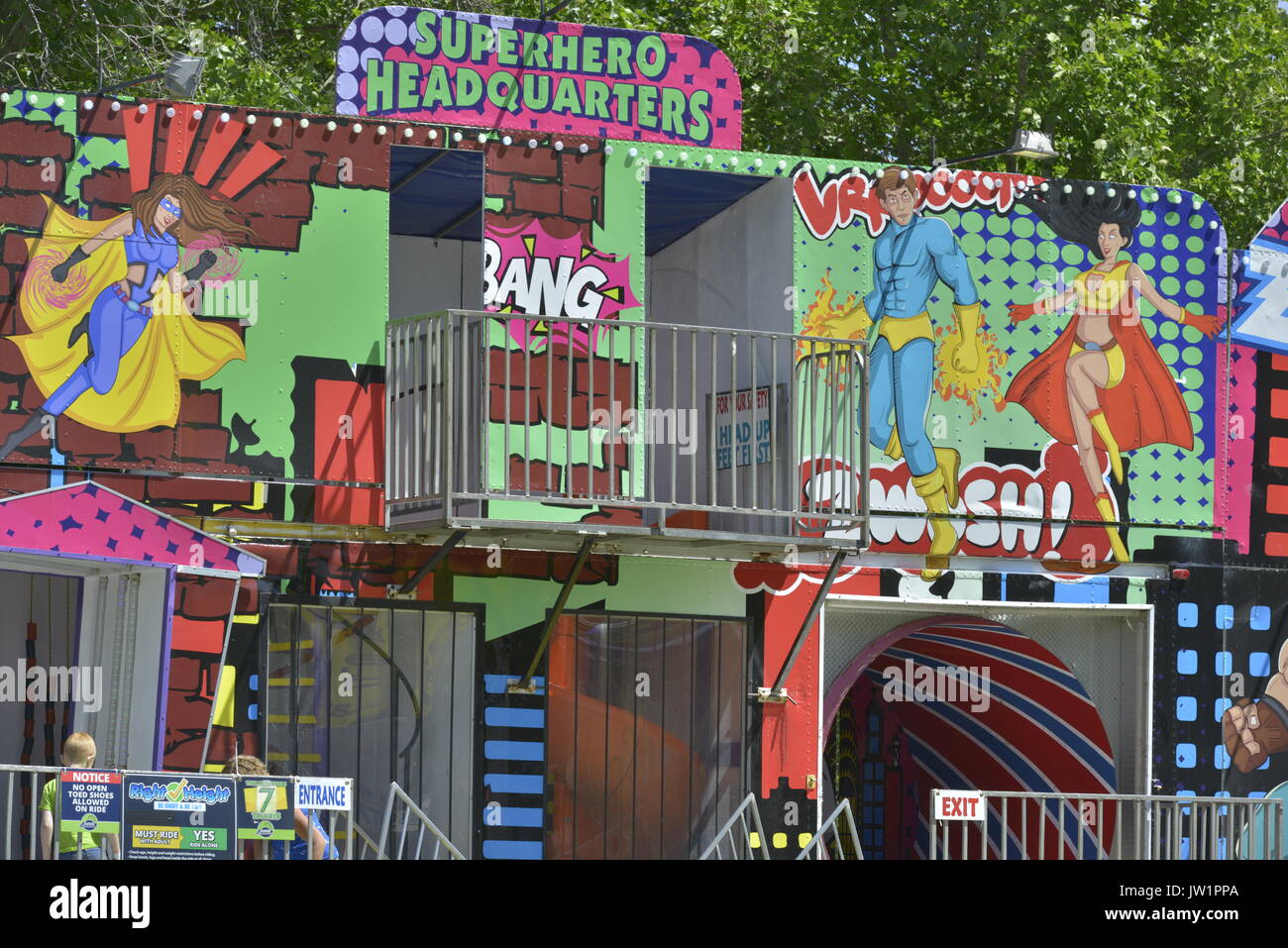 Fun House, Carnival, Emmett Cherry Festival, Emmett, Idaho, USA Stock