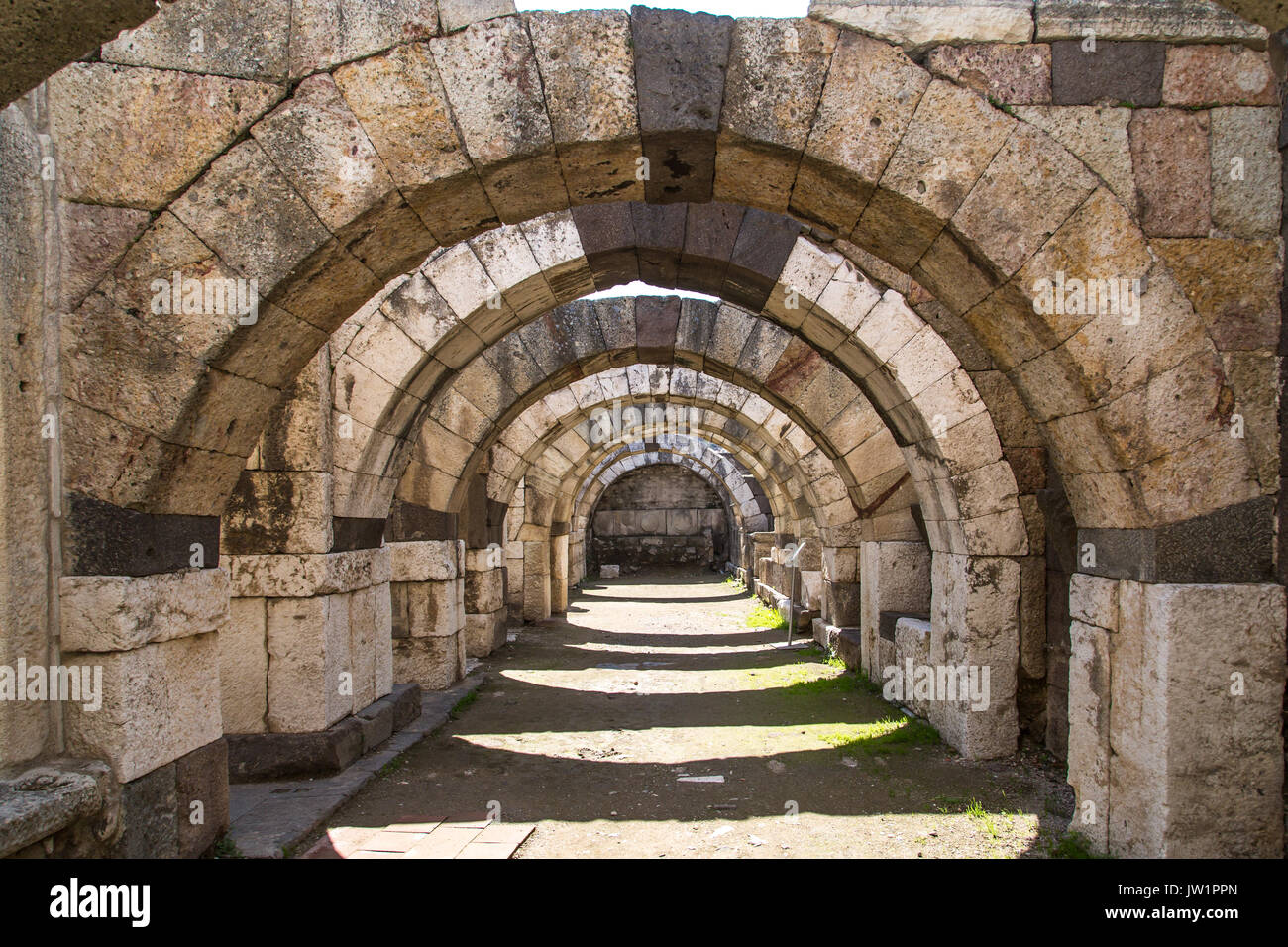 Ruins and historical place in agora of Smyrna ancient city in Izmir ...