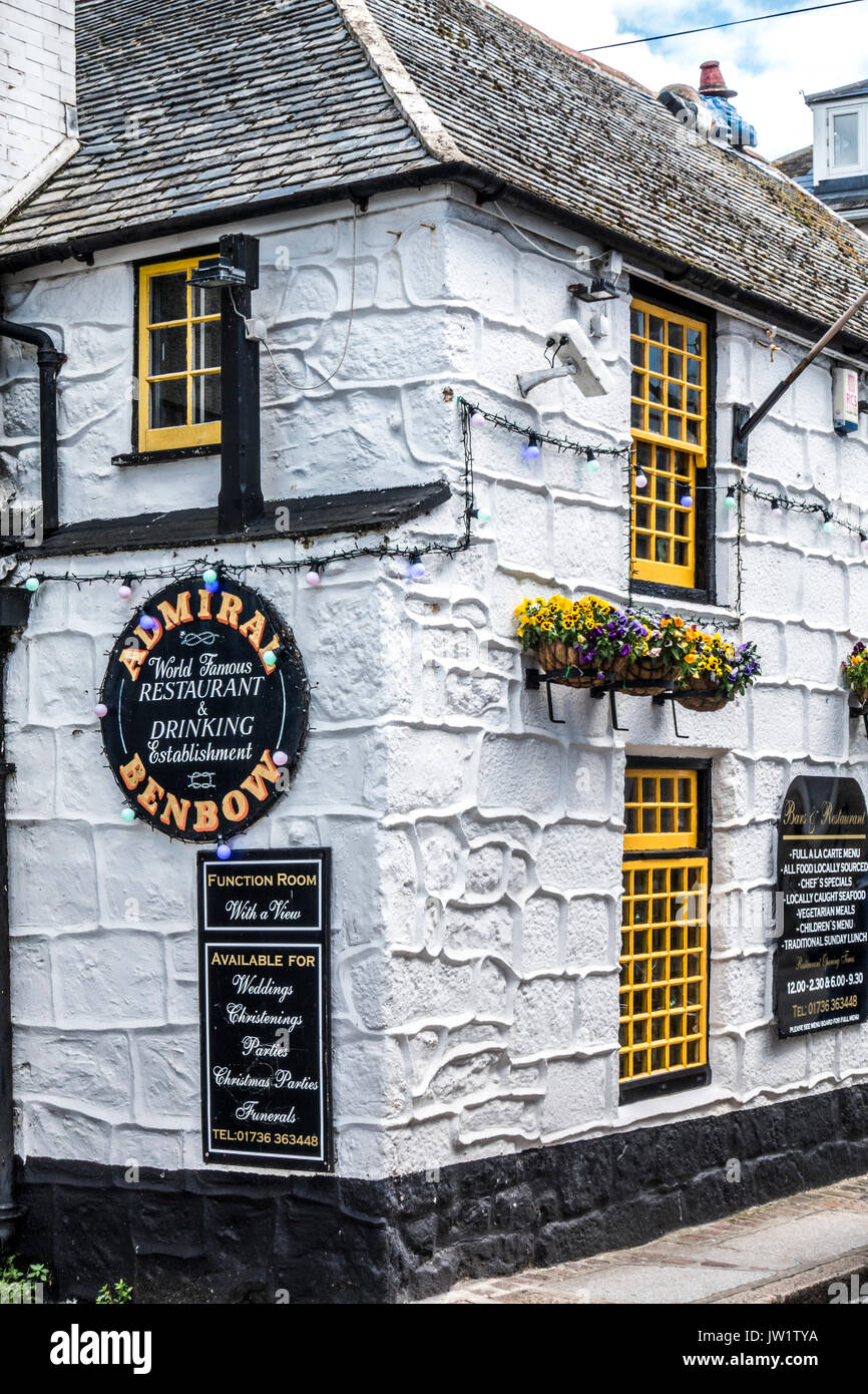 The old Admiral Benbow corner pub / bar in Penzance, Cornwall, England