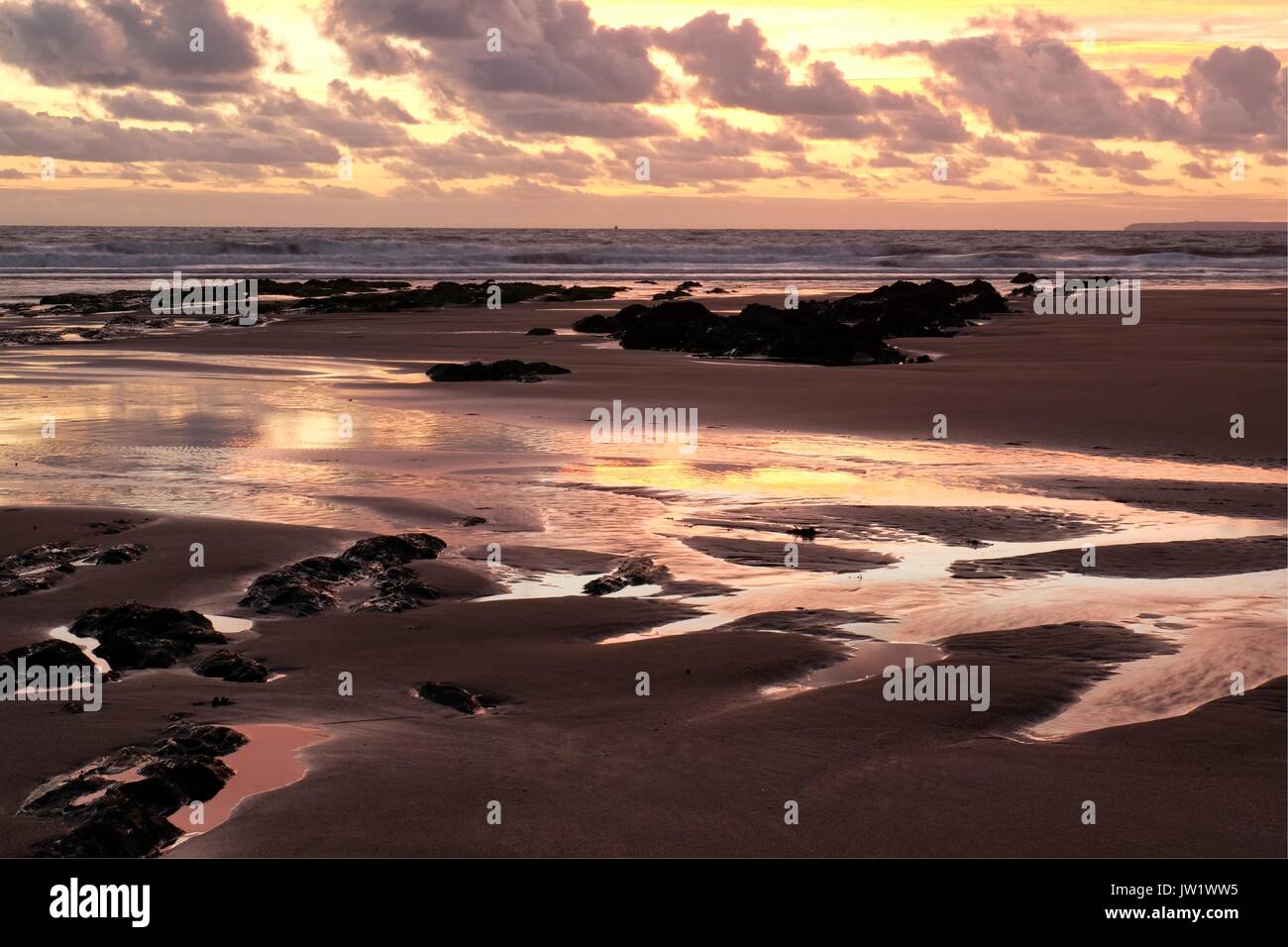 Croyde Bay sunset Stock Photo