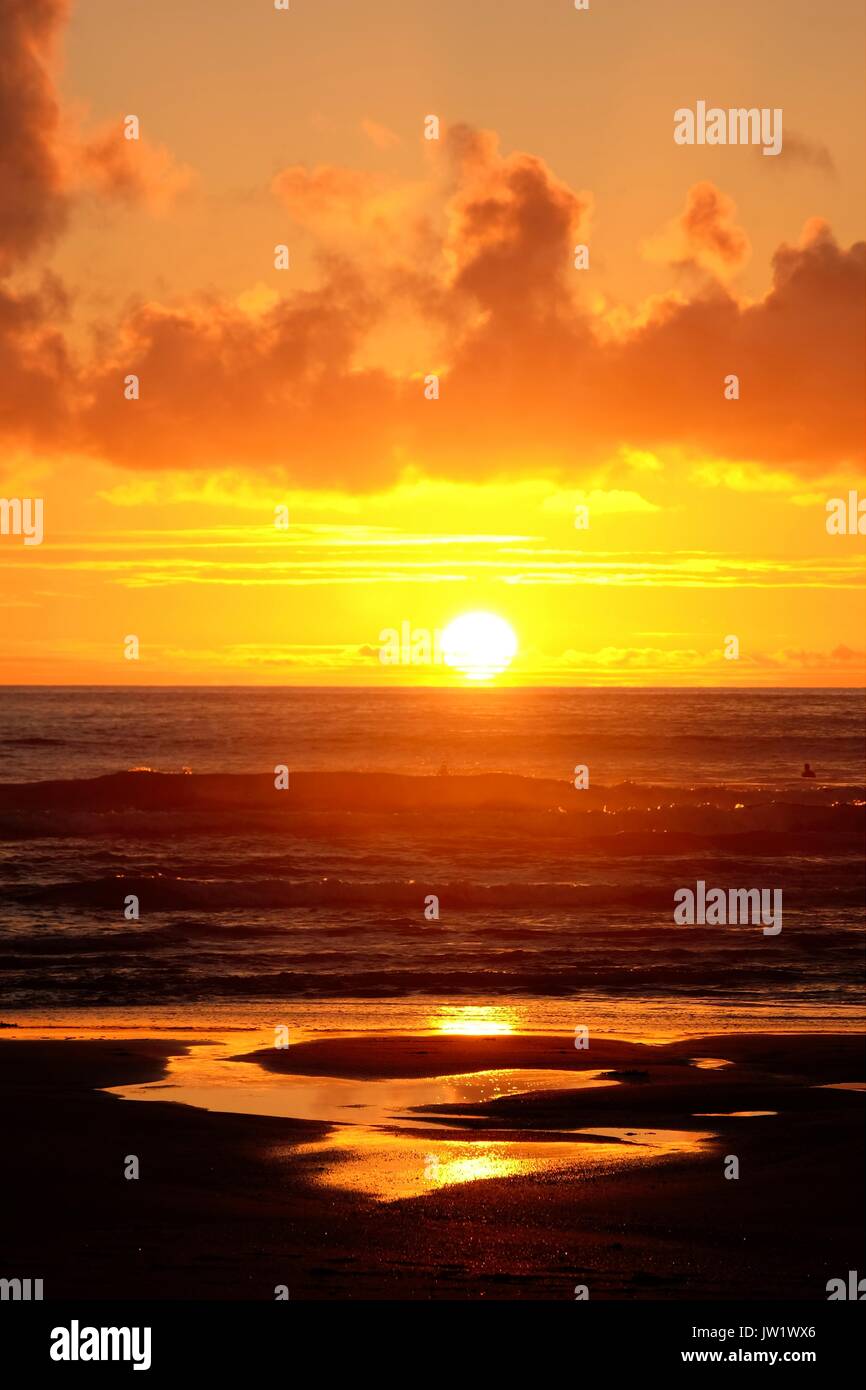 Sunset at Croyde Bay Stock Photo