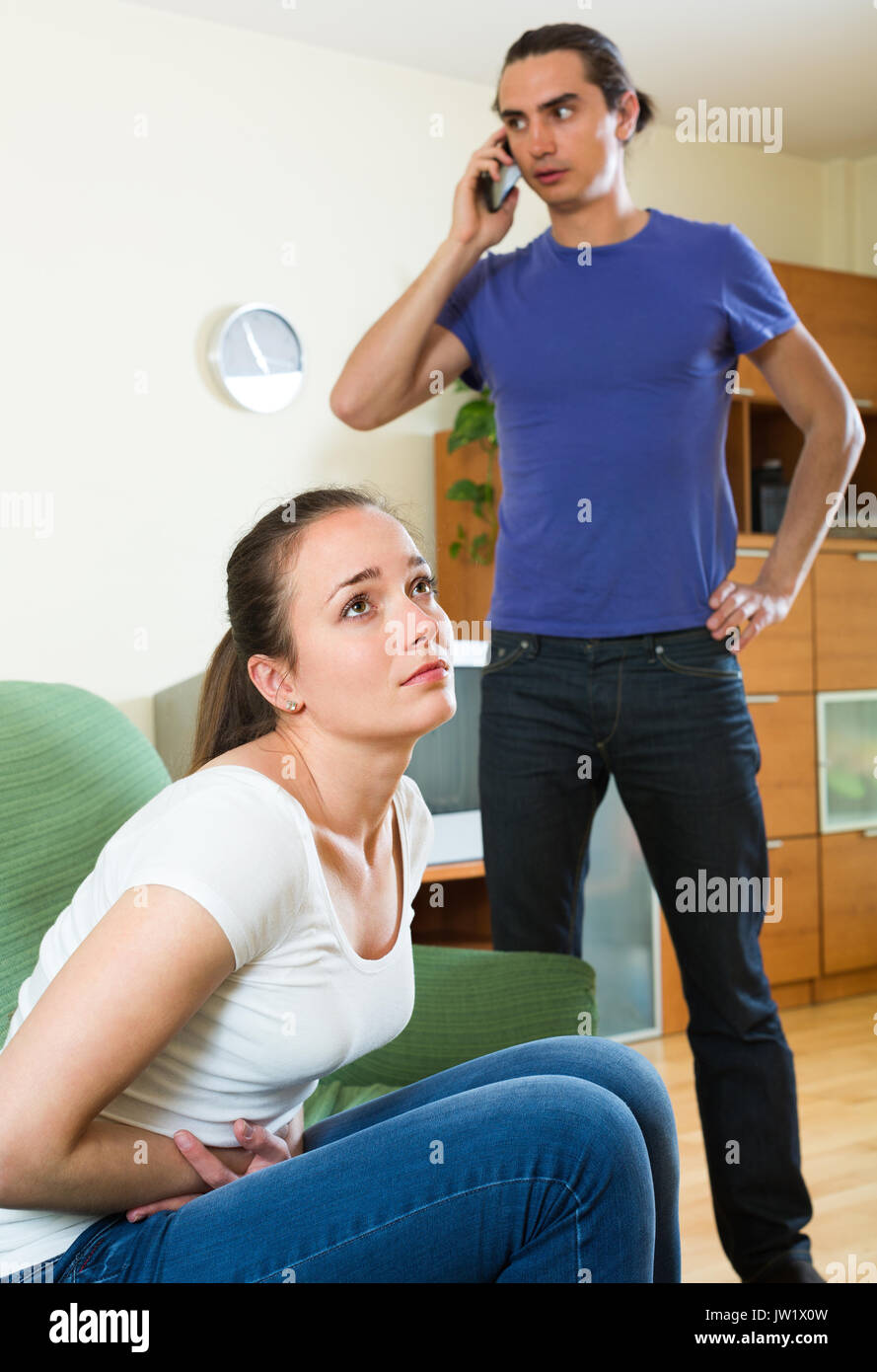 Man calls to emergency for his young wife with diarrhea Stock Photo Alamy