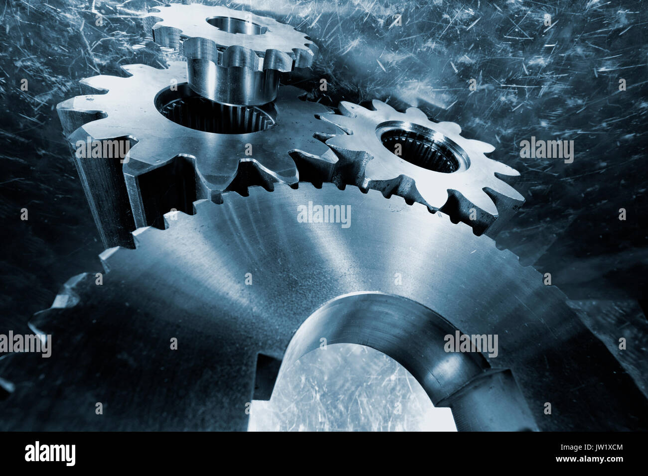 gears and bearings made of titanium, aerospace parts and engineering Stock Photo