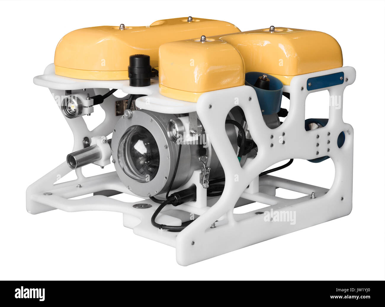 Modern remotely operated underwater vehicle (ROV) isolated on white