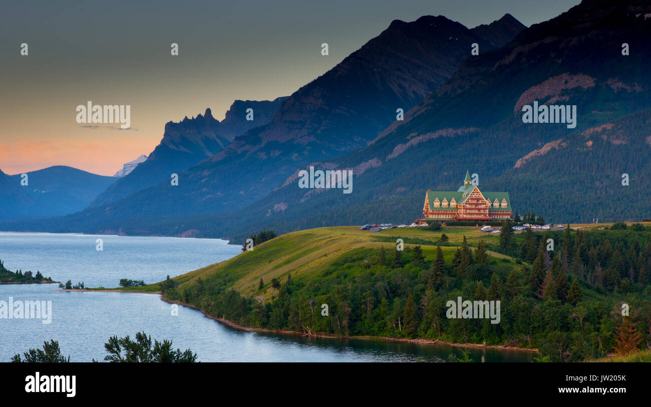 Prince of Wales hotel in Waterton Lakes National Park Canada Stock Photo
