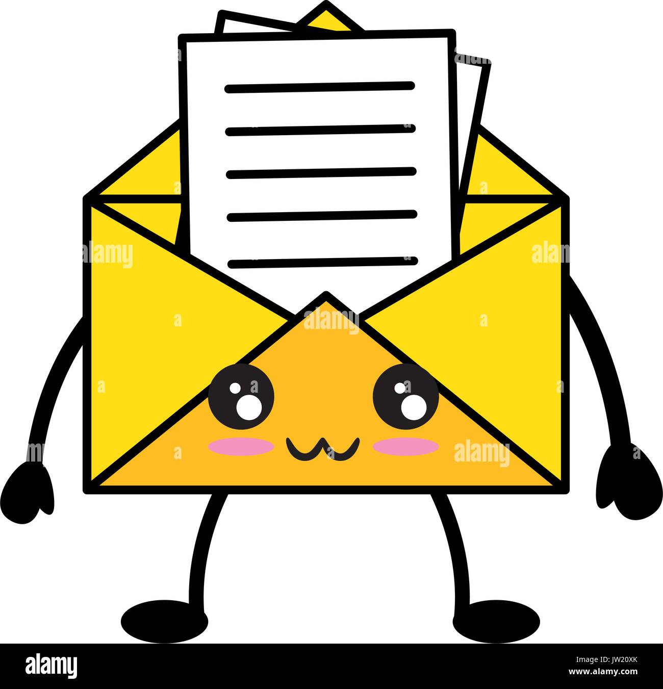 kawaii envelope icon over white background vector illustration Stock ...