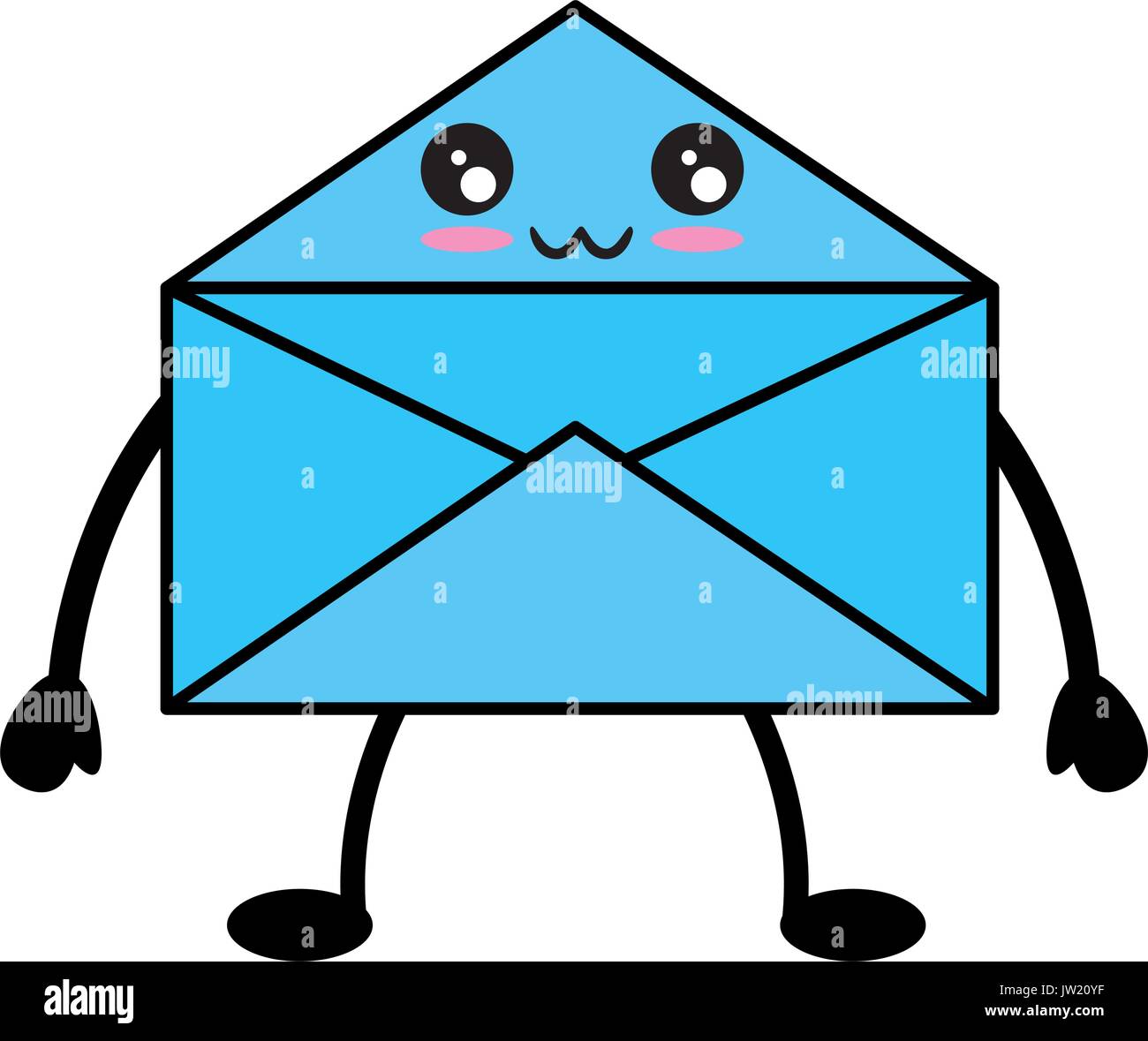 kawaii envelope icon over white background vector illustration Stock ...