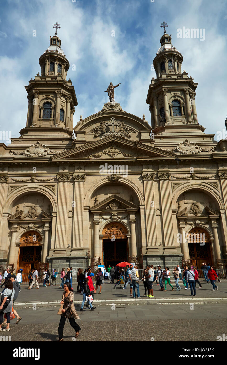 Metropolitan Cathedral of Santiago (built between 1748 and 1800), Plaza de Armas, Santiago, Chile, South America Stock Photo