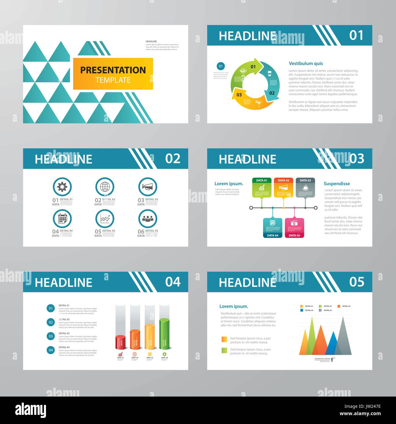 set of infographic presentation template flat design Stock Vector Image ...