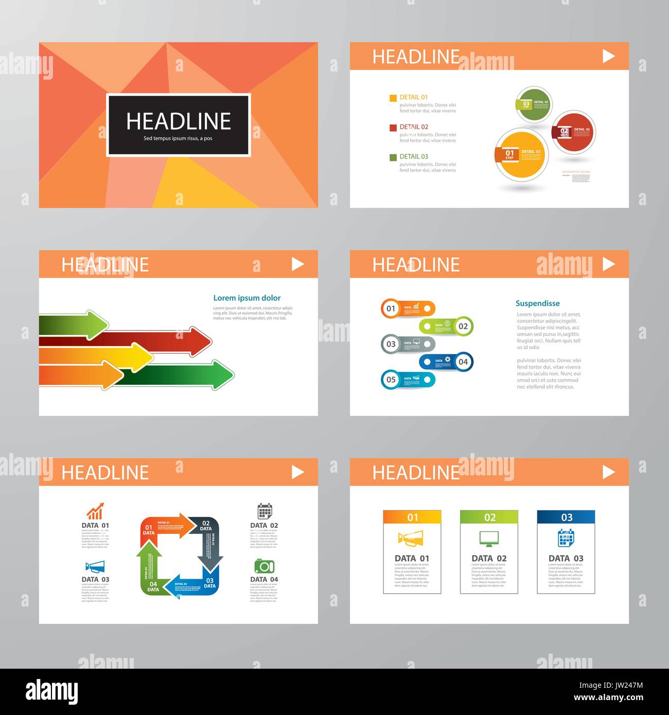 set of infographic presentation template flat design Stock Vector Image ...