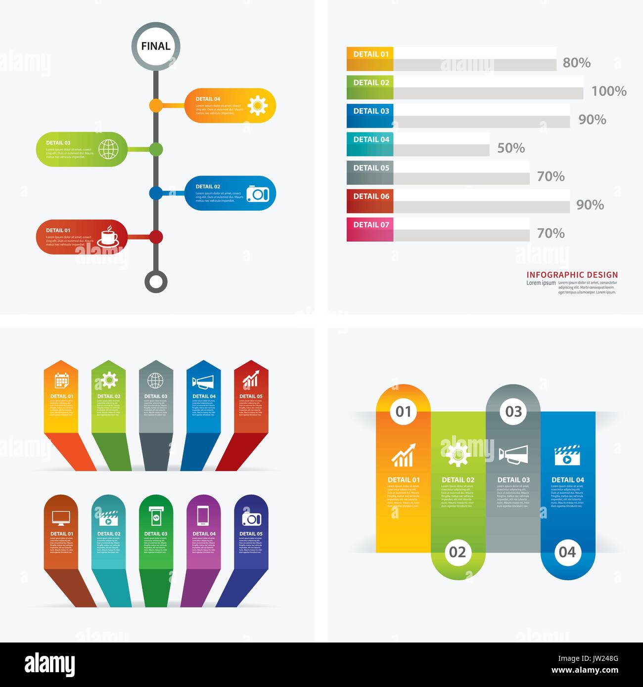set of infographic templates flat design Stock Vector