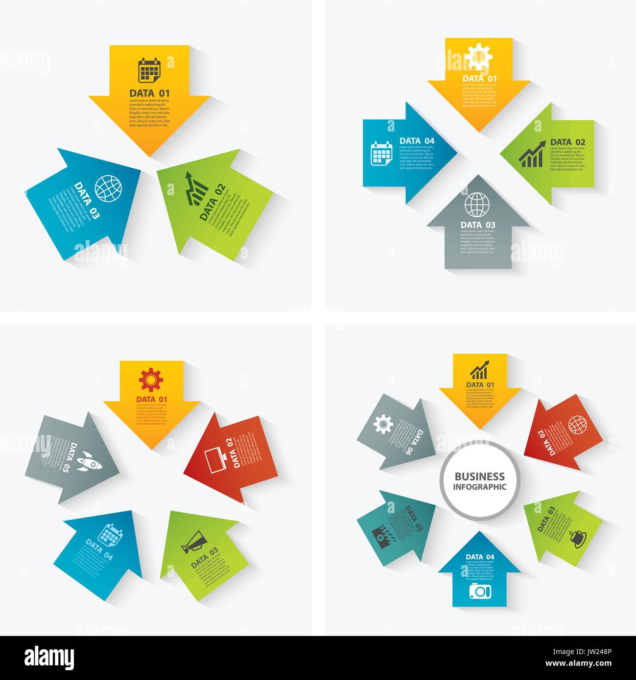 set of infographic templates flat design Stock Vector