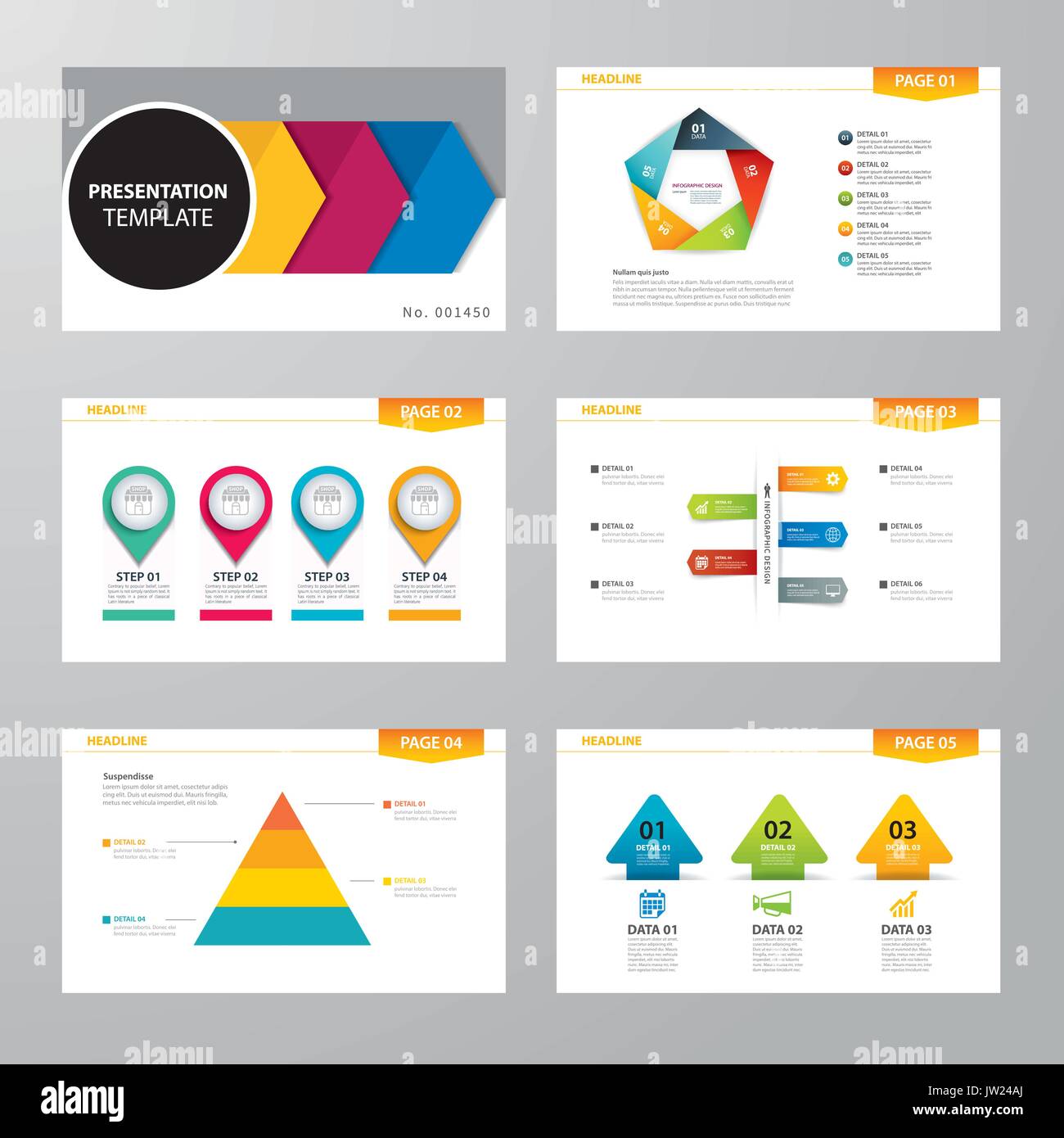 set of infographic presentation template flat design Stock Vector Image ...