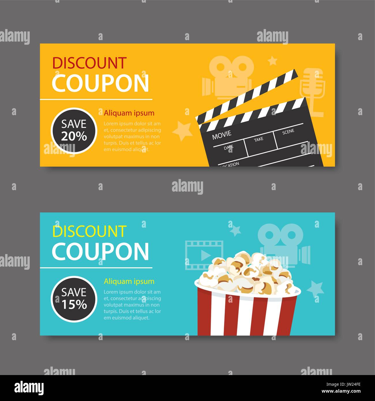 movie coupon flat design Stock Vector Art &amp; Illustration, Vector Image ...