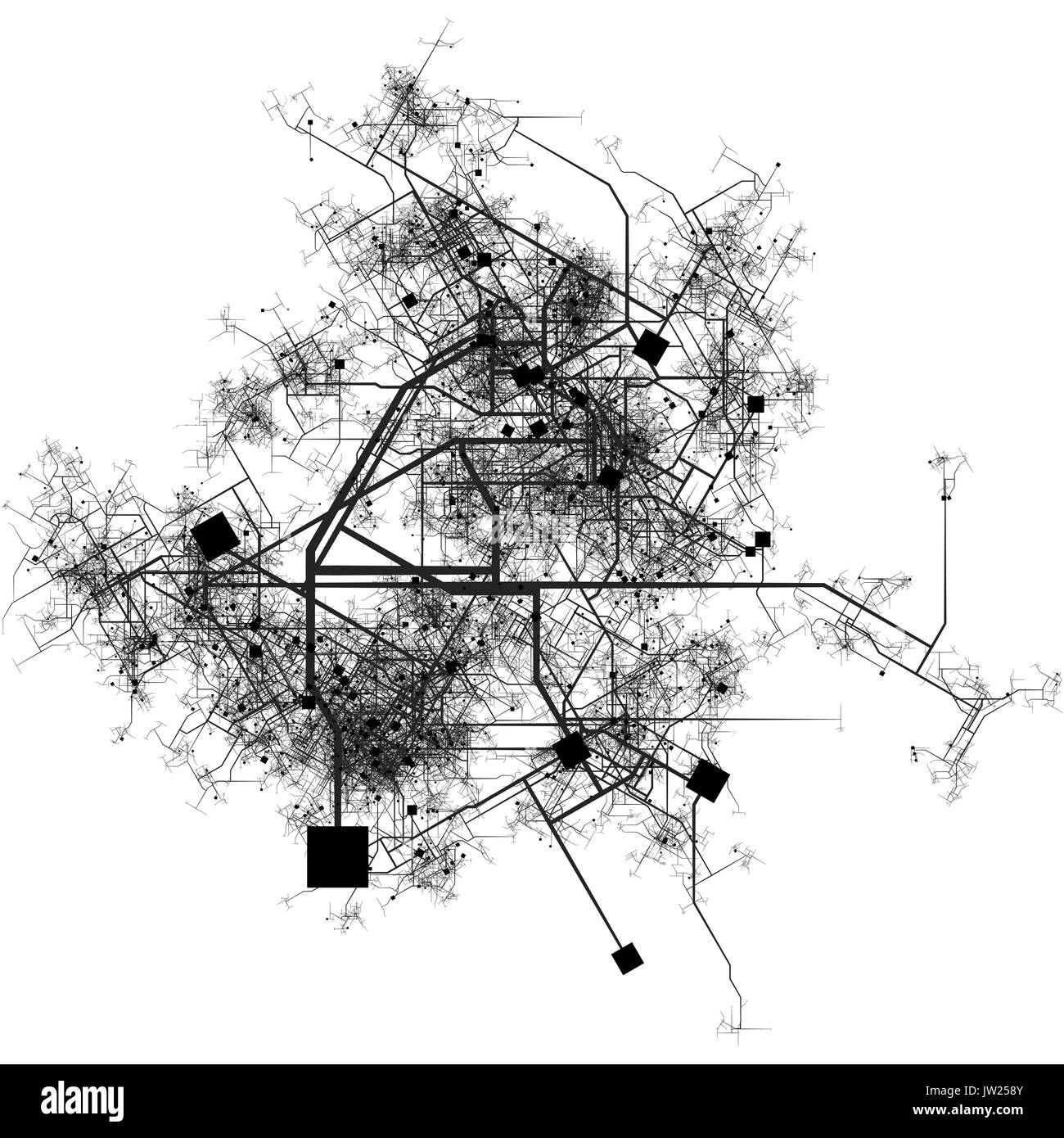 Intricate Fictional City Map with Roads and Buildings Top View Stock ...