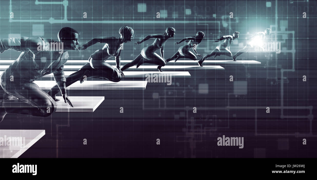 Technology Run Technology Innovation and Empowered Business People Running Stock Photo ...