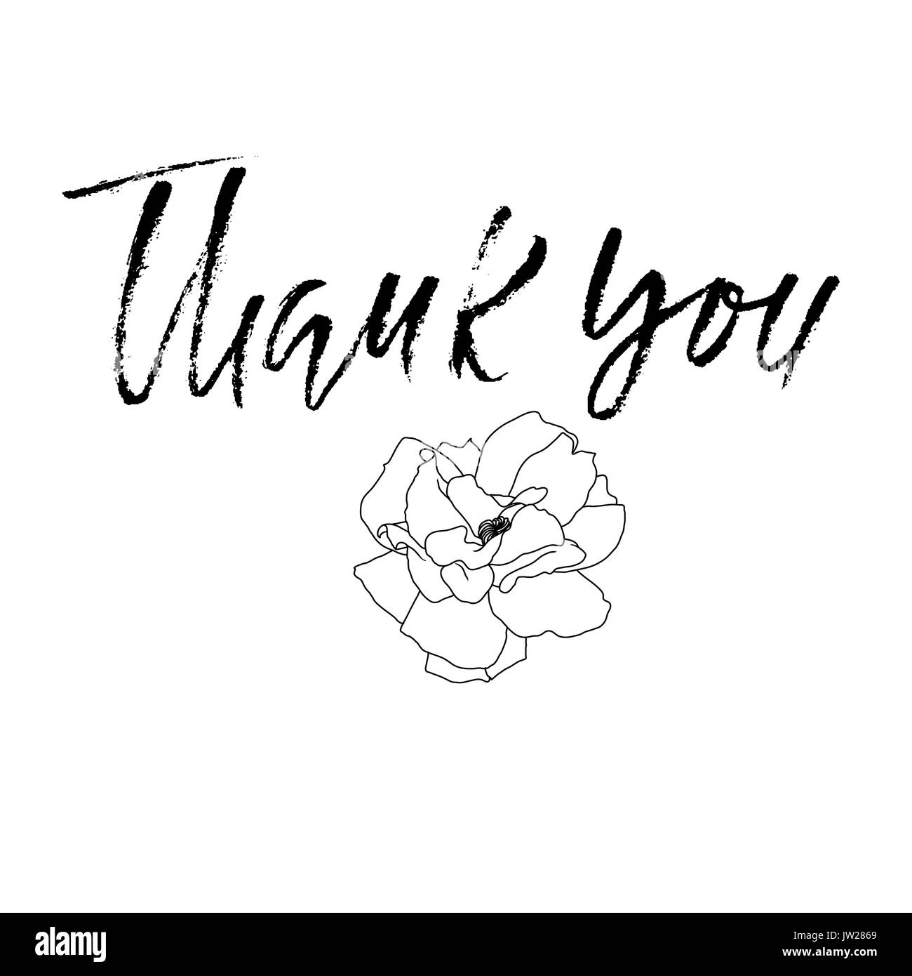 Thanks handwritten inscription. Hand drawn modern dry brush lettering. Thank you card. Vector illustration. Stock Vector