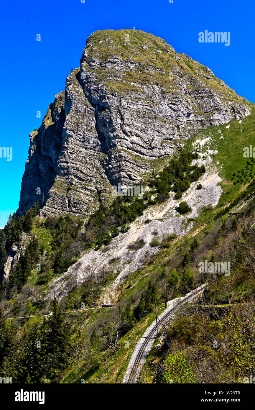 Summit Dent de Jaman, above Montreux, Bernese Alps, Vaud, Switzerland Stock Photo