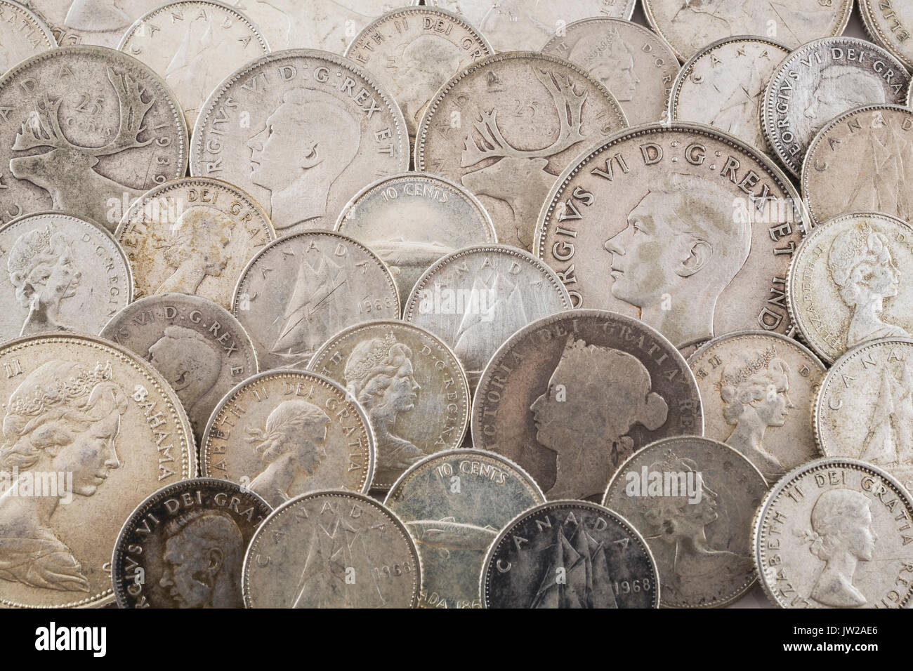 Old silver coins Stock Photo Alamy