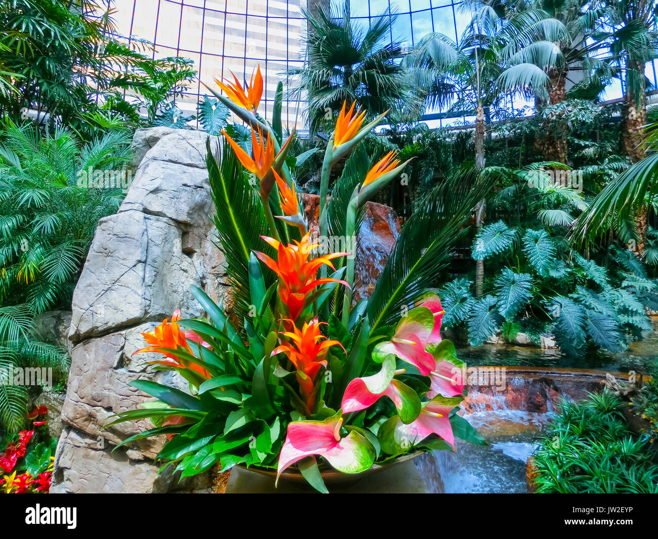 Las Vegas, United States of America - May 05, 2016: The palm trees at the Mirage Hotel and Casino on the Strip Stock Photo