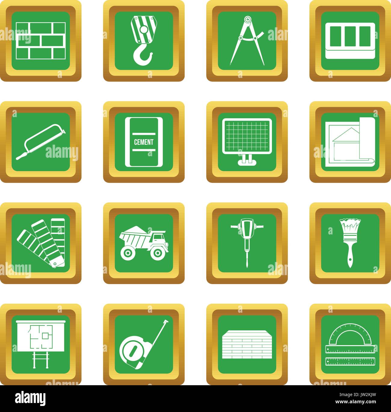 Construction icons set green Stock Vector Image & Art - Alamy