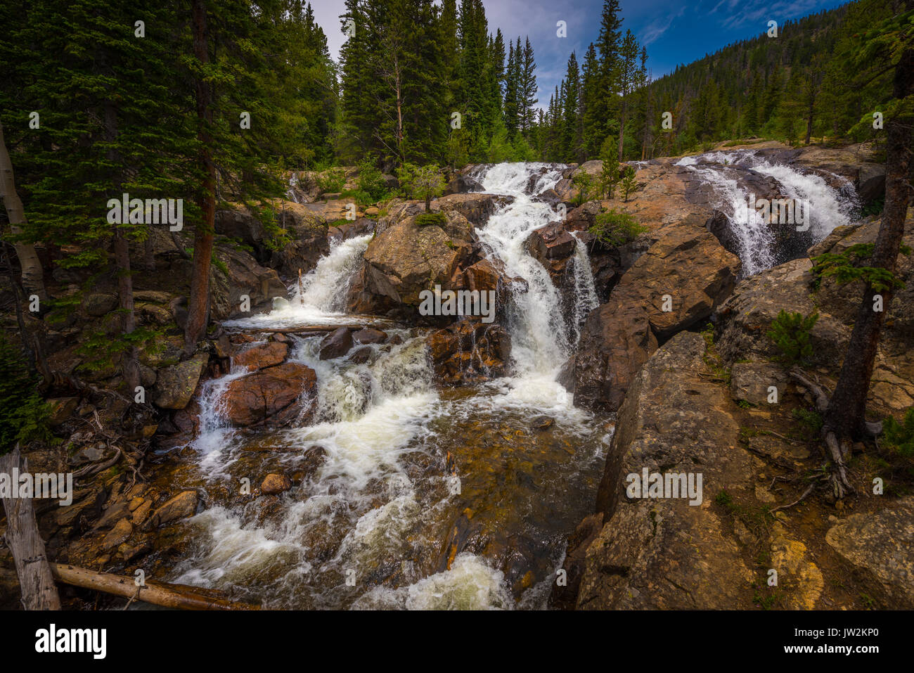 Jasper Creek Falls near lost lake Indian Peaks Wilderness Stock Photo
