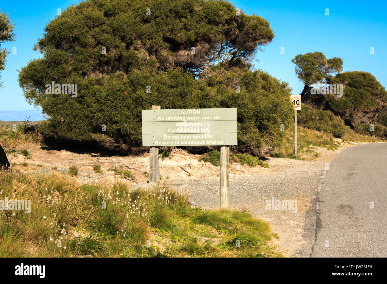 Warning sign on Rottnest Island, Western Australia Stock Photo - Alamy