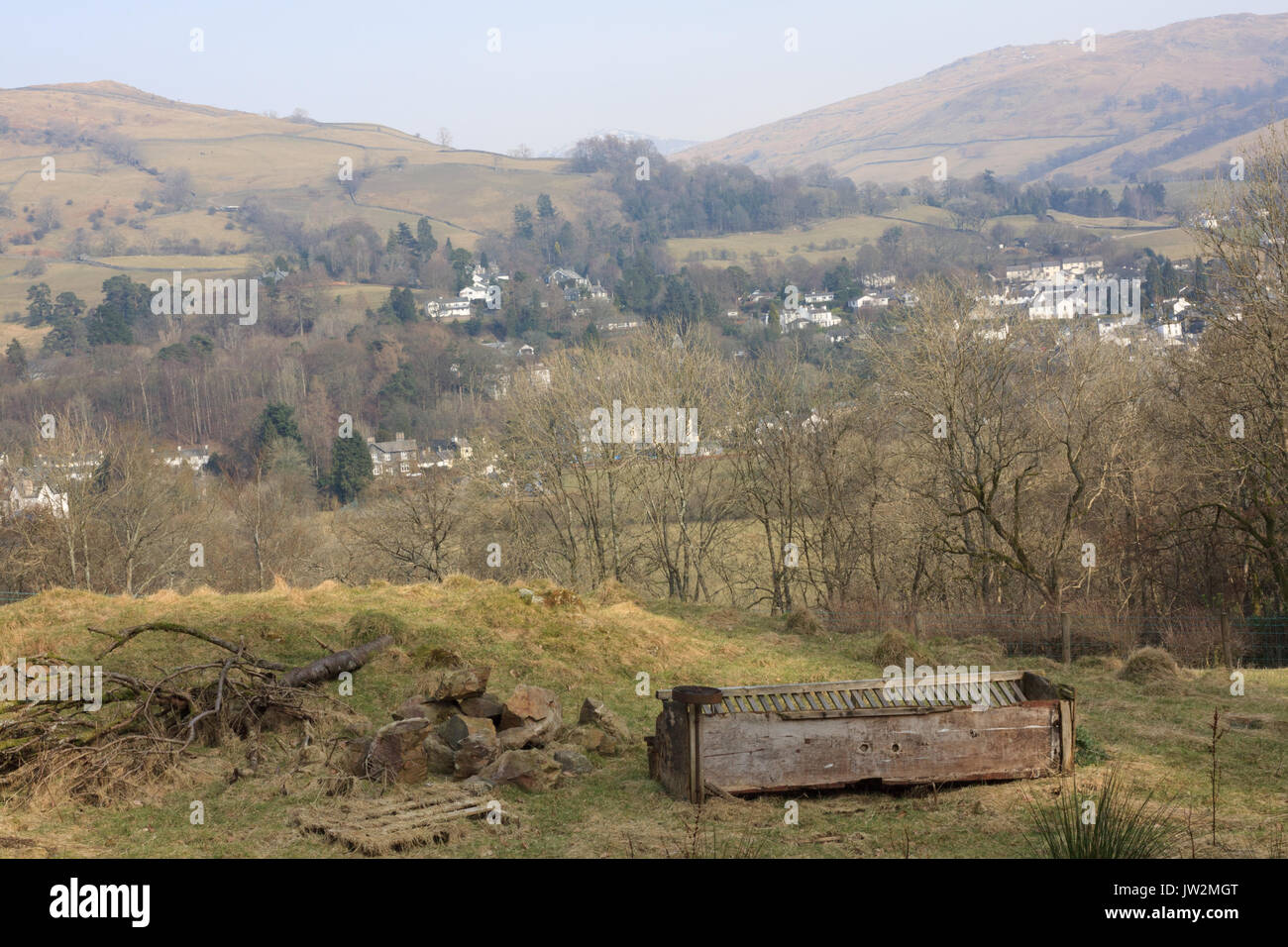 An old lamb creep feeder in the Lake District, England, UK Stock Photo