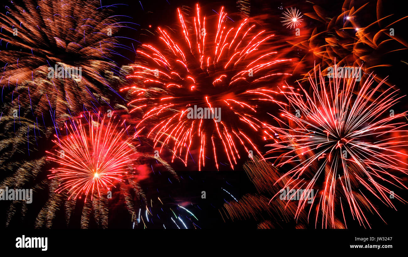 Firework display on 4th of July at night Stock Photo