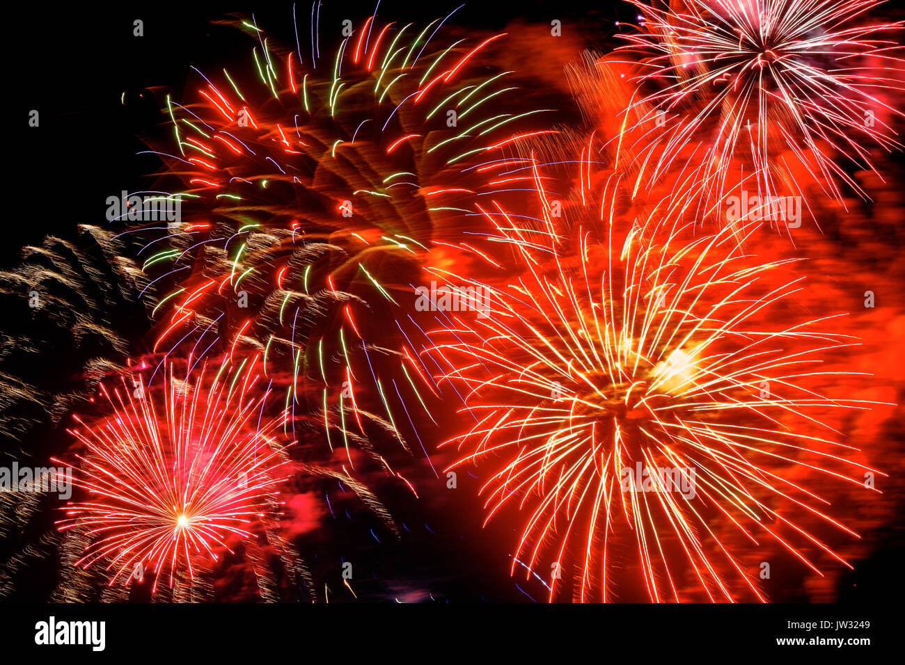 Firework display on 4th of July at night Stock Photo