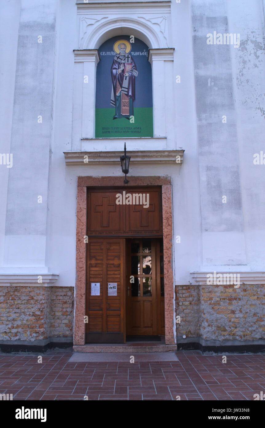Church entrance in Kac, Serbia Stock Photo