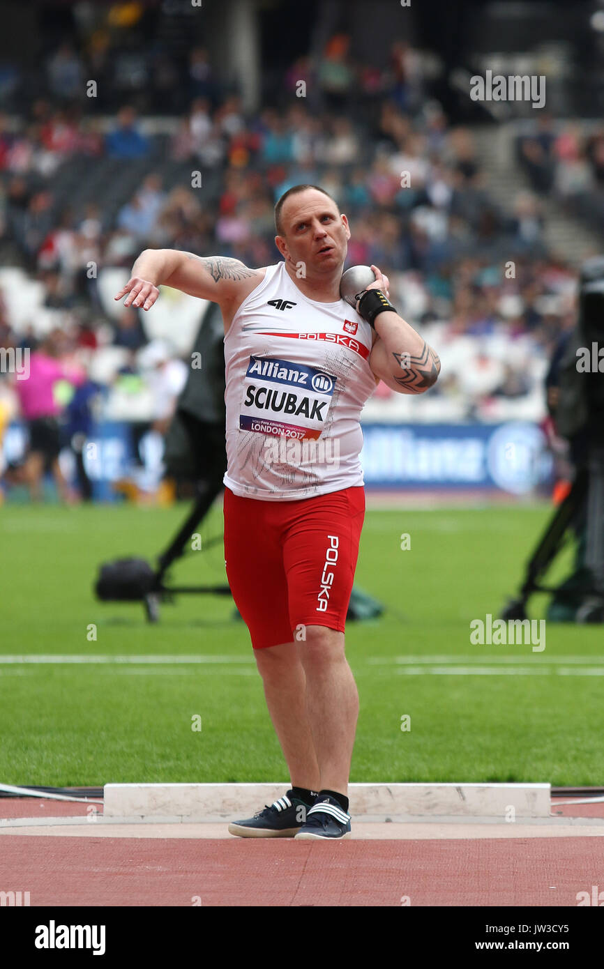 Tomasz SCIUBAK of Poland in the Men's Shot Put F37 Final at the World Para Championships in London 2017 Stock Photo
