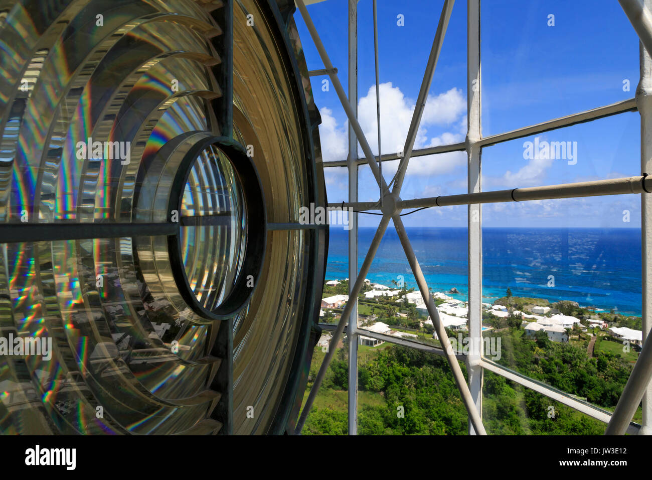 Fresnel Lens, Gibbs Hill Lighthouse, Southampton Parish, Bermuda Stock Photo