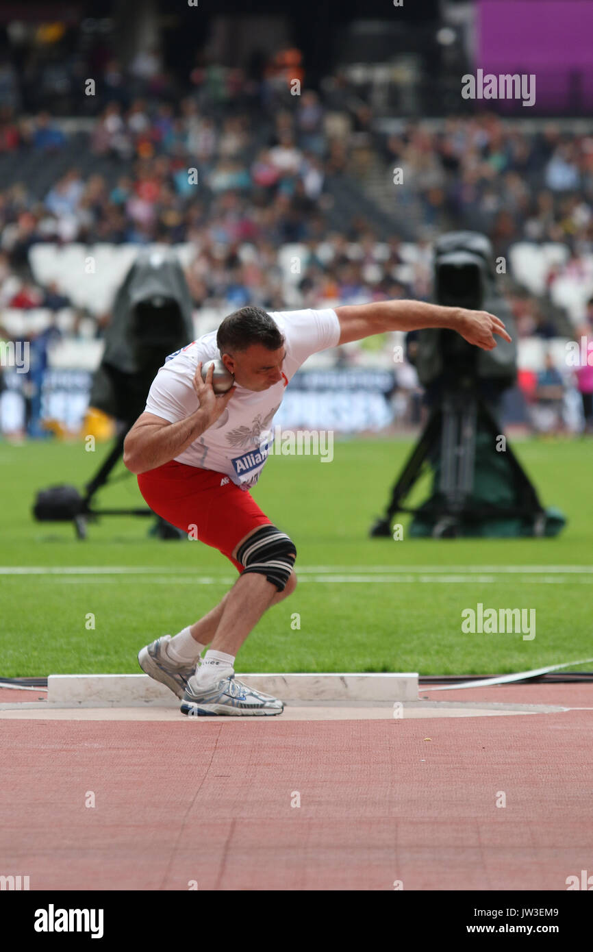 Tomasz BLATKIEWICZ of Poland in the Men's Shot Put F37 Final at the World Para Championships in London 2017 Stock Photo