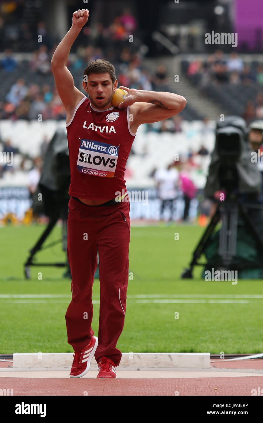 Dmitrijs SILOVS of Latvia in the Men's Shot Put F37 Final at the World Para Championships in London 2017 Stock Photo