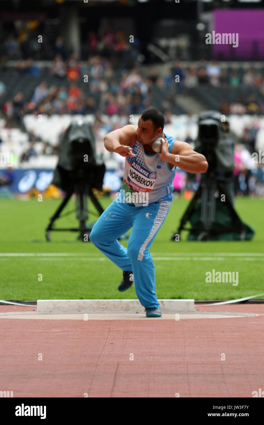 Khusniddin NORBEKOV of Uzbekistan in the Men's Shot Put F37 Final at the World Para Championships in London 2017 Stock Photo